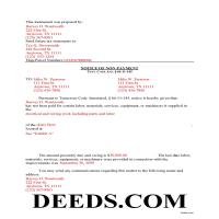 Hawkins County Completed Example of the Notice of Non-Payment Document Page 1