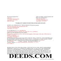 Caledonia County Completed Example of the Warranty Deed with Enhanced Life Estate Document Page 1