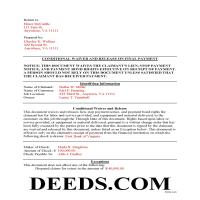 James City Completed Example of the Conditional Lien Waiver on Final Payment Document Page 1