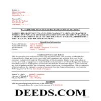 Carroll County Completed Example of the Conditional Lien Waiver on Final Payment Document Page 1