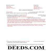 Frederick County Completed Example of the Disclaimer of Interest Document Page 1