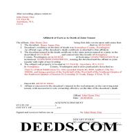 Kittitas County Completed Example of the Affidavit of Deceased Joint Tenant Document Page 1