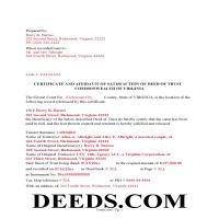 Arlington County Completed Example of the Certificate and Affidavit of Satisfaction of Deed of Trust Document Page 1
