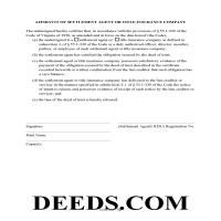 Staunton City Affidavit of Settlement Agent or Title Insurance Company Form Page 1