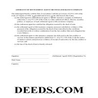 Franklin County Affidavit of Settlement Agent or Title Insurance Company Form Page 1