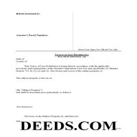 Escambia County Notice of Lien Prohibition Form Page 1