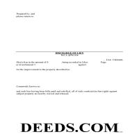 Wayne County Discharge of Lien Form Page 1