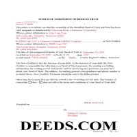 Completed Example of Notice of Assignment Document Page 1