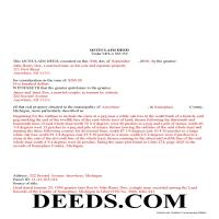 Kalkaska County Completed Example of the Quit Claim Deed Document Page 1