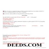 Ingham County Completed Example of the Gift Deed Document Page 1