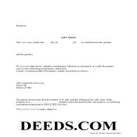 Harlan County Gift Deed Form Page 1