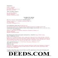 Kingfisher County Completed Example of the Warranty Deed Document Page 1
