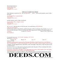Dutchess County Completed Example of the Special Warranty Deed Document Page 1