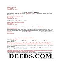 Dutchess County Completed Example of the Special Warranty Deed Document Page 1