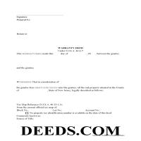 Hudson County Warranty Deed Form Page 1