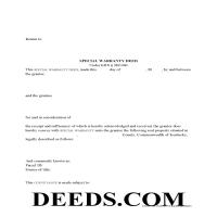 Pike County Special Warranty Deed Form Page 1