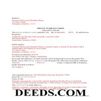 Rockcastle County Completed Example of the Special Warranty Deed Document Page 1