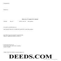 Carroll County Special Warranty Deed Form Page 1