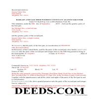 Dutchess County Completed Example of the Bargain and Sale Deed without Covenants Document Page 1