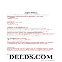 Completed Example of the Quit Claim Deed Document Page 1