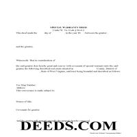 Doddridge County Special Warranty Deed Form Page 1