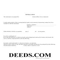 Clay County Mineral Deed Form Page 1