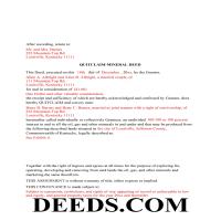 Jessamine County Completed Example of a Mineral Quitclaim Deed Document Page 1