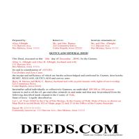 Des Moines County Completed Example of a Mineral Quitclaim Deed Document Page 1