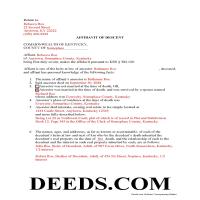 Whitley County Completed Example of the Affidavit of Descent Form Page 1