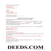 Completed Example of the Correction Quit Claim Deed Document Page 1