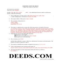 Completed Example of the Certificate of Trust Document Page 1