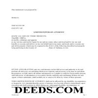 Jefferson County Limited Power of Attorney for the Sale of Property Form Page 1