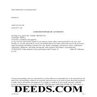 Limited Power of Attorney for the Purchase of Property Form Page 1