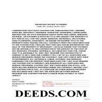 Completed Example of the Notice to Owner Document Page 1