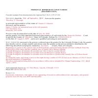 Kit Carson County Completed Example of the Personal Representative Deed of Distribution Document Page 1