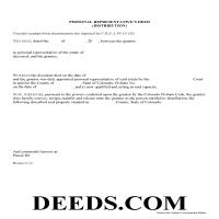 Montezuma County Personal Representative Deed of Distribution Form Page 1