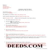 Grand County Completed Example of the Certificate of Trust Document Page 1