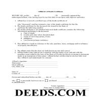 Charlotte County Affidavit of Death Certificate Form Page 1