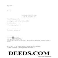 Charlotte County Certificate of Trust Form Page 1