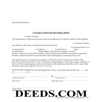 Thomas County Cancellation of Security Deed Form Page 1