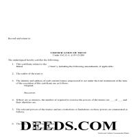 Bleckley County Certificate of Trust Form Page 1
