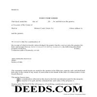 Ohio County Executor Deed Form Page 1