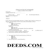 Affidavit of Death and Heirship Form Page 1