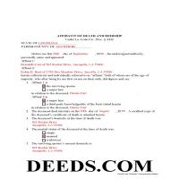 Completed Example of the Affidavit of Death and Heirship Document Page 1