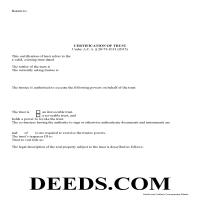 Certificate of Trust Form Page 1
