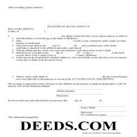Transfer on Death Affidavit of Acceptance Form Page 1