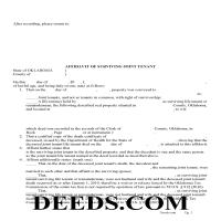 Affidavit of Surviving Joint Tenant Form Page 1