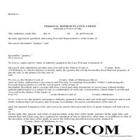Personal Representative Deed Power of Sale Form Page 1