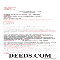 Completed Example of the Personal Representative Deed Power of Sale Document Page 1