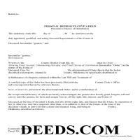 Personal Representative Deed of Distribution Form Page 1